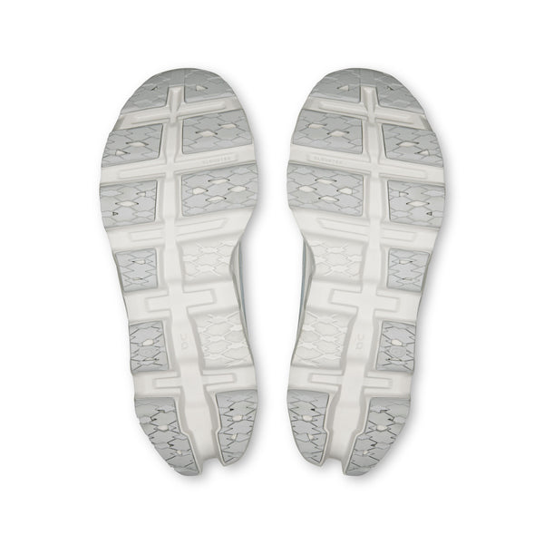 On Womens Cloudmonster 3 rocker shape design for forward-rolling motion | White Frost